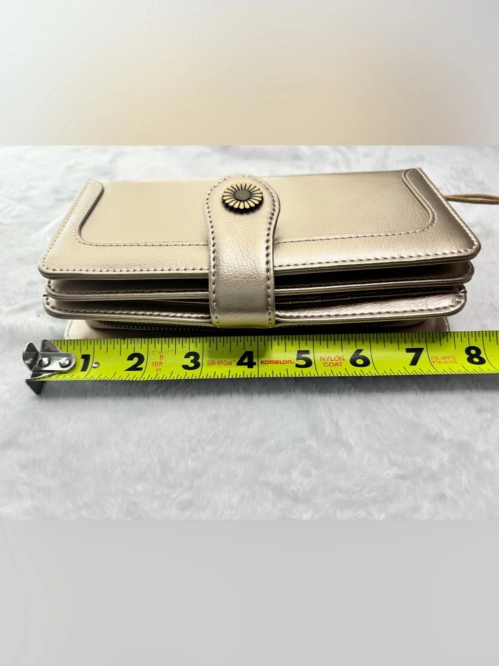NWOT Metallic Gold Women's Wristlet Wallet with Decorative Snap